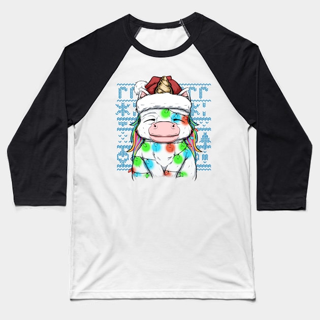 unicorn christmas lights and fun Baseball T-Shirt by the house of parodies